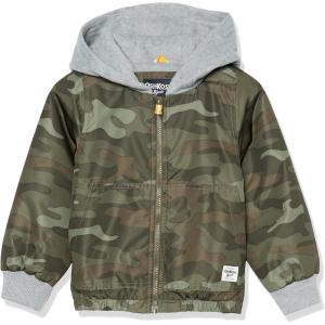 Osh Kosh boys Midweight Fleece Lined Windbreaker JacketTransitional Jacket(Green Camo)