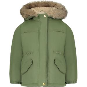 OshKosh B’gosh Girls Heavyweight Faux Fur Hooded Parka Warm Winter Coat(Olive Green)