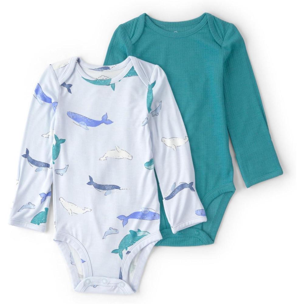 imageCarters babyboys Purelysoft 2pack Long Sleeve BodysuitBlue Whale
