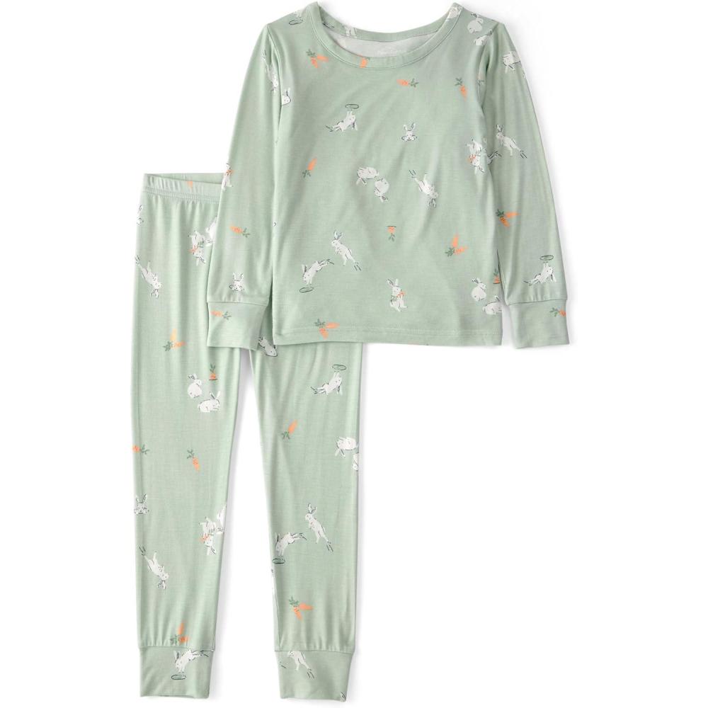 imageCarters unisexchild Purelysoft Longsleeve 2piece PajamasGreen Bunny