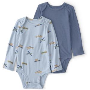 Carter’s baby-boys Purelysoft 2-pack Long Sleeve Bodysuit(Vintage Plane)