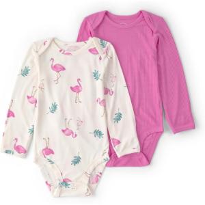Carter’s baby-girls Purelysoft 2-pack Long Sleeve Bodysuit(Pink Flamingo)