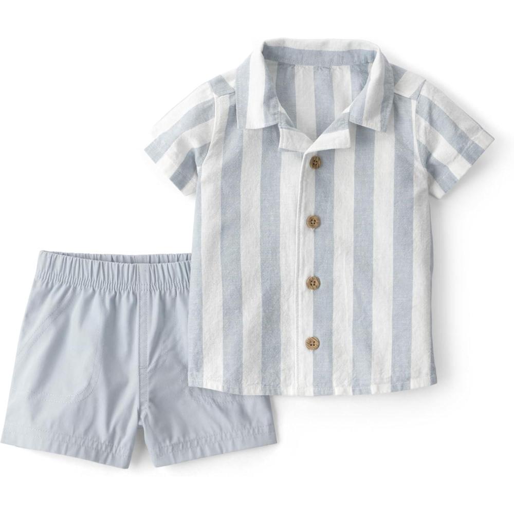 imageCarters babyboys 2piece Short SetBlue Stripes
