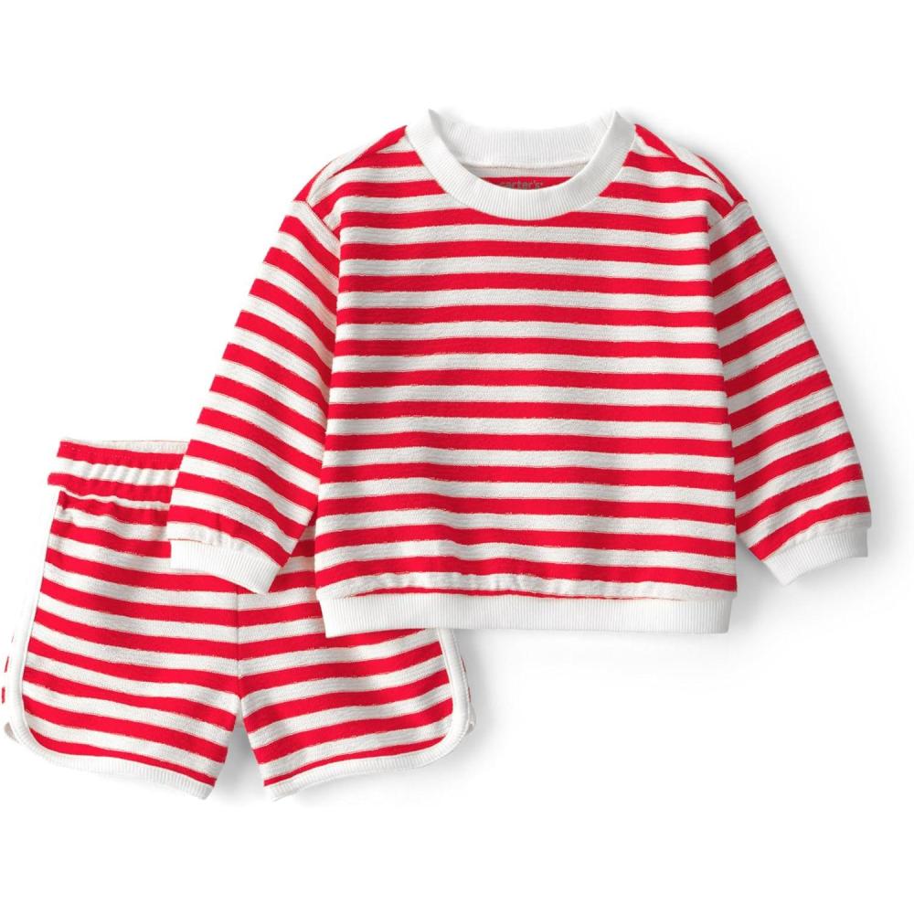 imageCarters babyboys 2piece Short SetRed Stripes