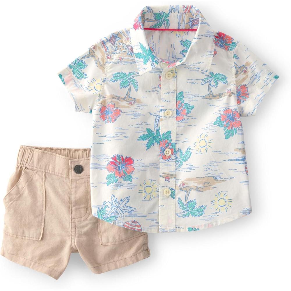 imageCarters babyboys 2piece Short SetWhite Beach Floral