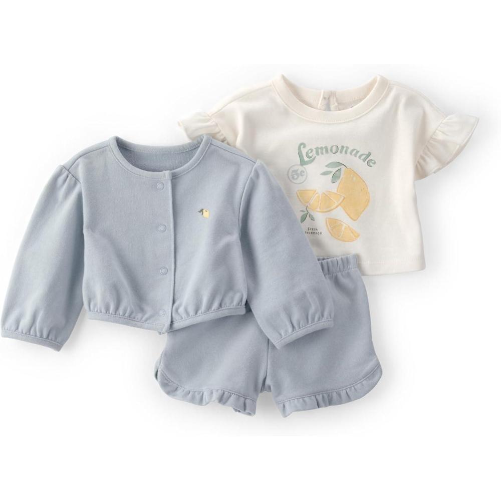 imageCarters babygirls 3Piece Short SetBlue Lemonade