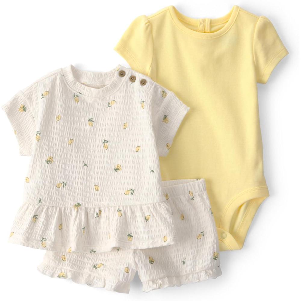 imageCarters babygirls 3Piece Short SetYellow Lemons