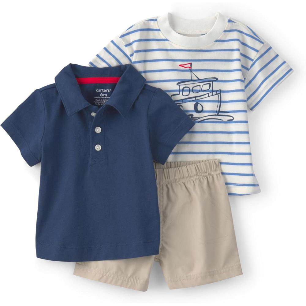 imageCarters boys 3piece Short SetBlue Mariner