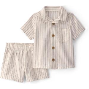 Carter’s baby-boys 2-piece Short Set(Beige Striped)