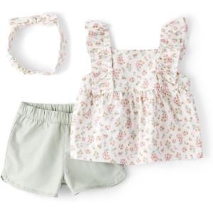 Carter’s baby-girls 3-Piece Short Set(Green Floral)