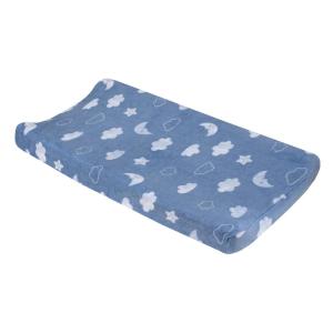 NoJo Carter’s Blue Elephant – Chambray, and White Clouds, Moon and Stars Super Soft Contoured Changing Pad Cover